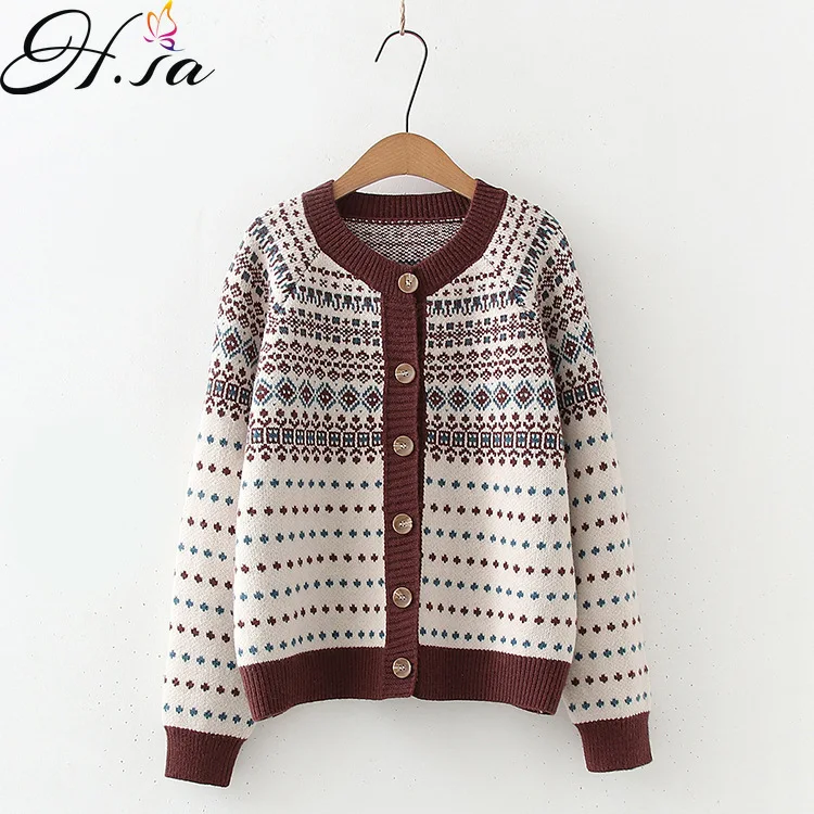 

HSA 2021 однобортный женский черный Рождественский кардиган на пуговицах, вязаный свободный джемпер оверсайз, верхняя куртка, пальто, кардиган...