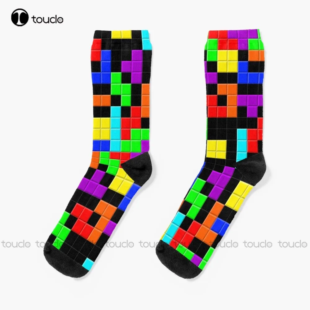 

Носки Tetris Falls женские носки, подарок на Рождество унисекс подростковые Молодежные носки под заказ с цифровым принтом 360 ° женские и мужские з...