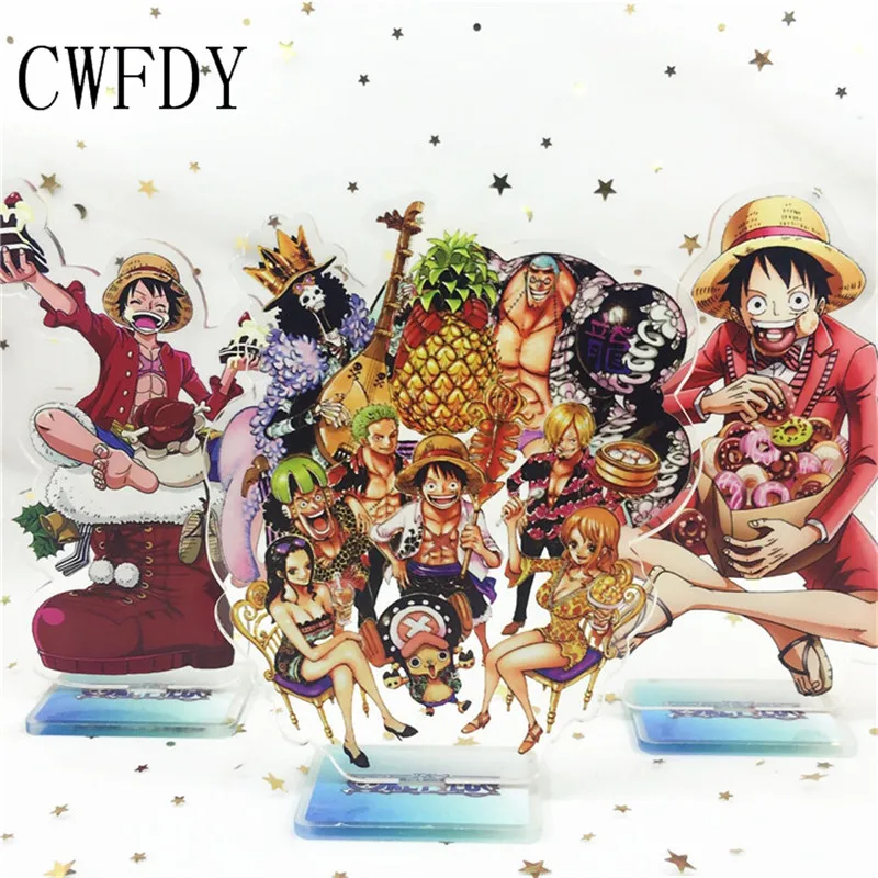 

Cartoon One Piece Keychain Luffy Nami Ace Zoro Sabo Acrylic Stand Figure Desktop Decor Accessory Cosplay Men Gifts 15cm Pendant