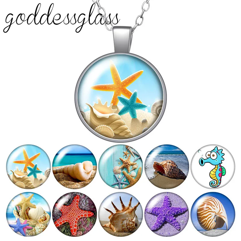 Ракушками с формой гиппокампа милая летняя круглые стеклянные кабошоны