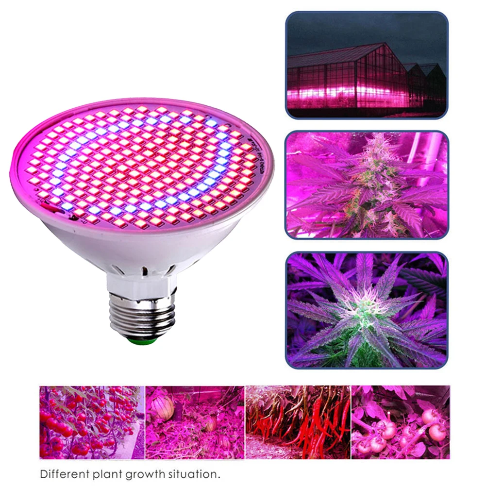 

Светодиодная лампа E27 для выращивания растений, комнатный светильник полного спектра для гидропонных систем для теплиц, овощей, цветов, саж...