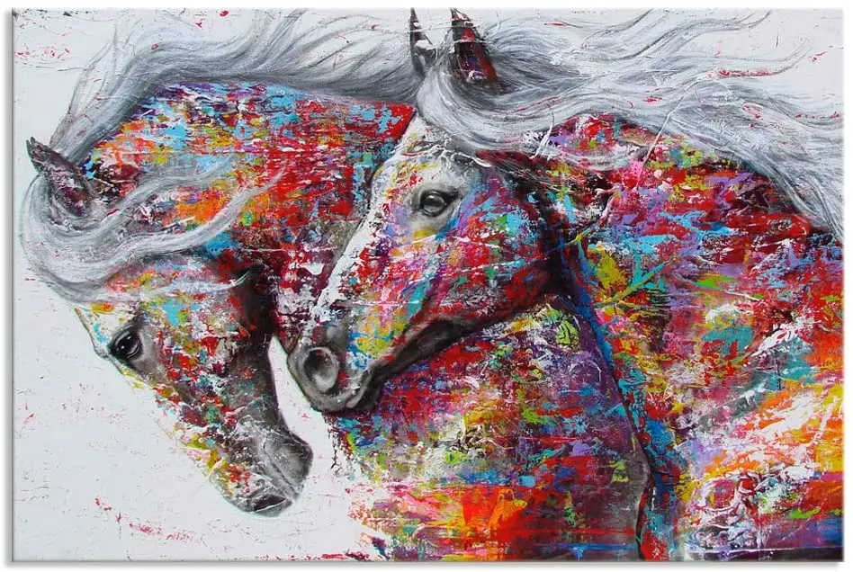 

Canvas Oil Painting Colorful Horse, Art Animal Painting, Used As Decoration Wall