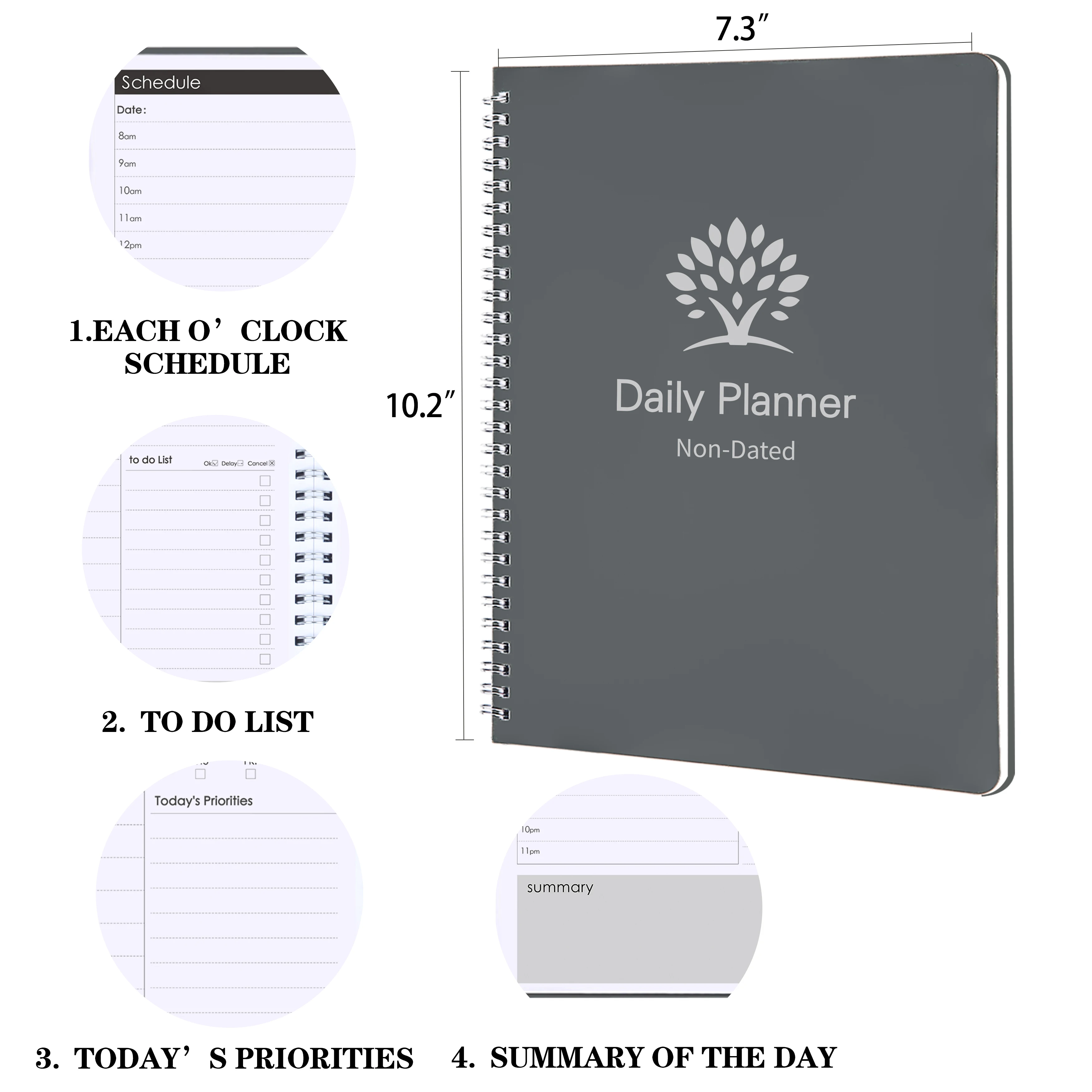 Ежечасный органайзер для ежедневных встреч без даты со списком дел резюме гибкий спиральный планировщик