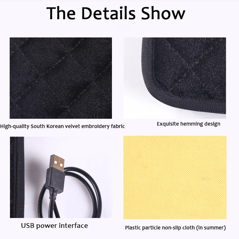 EKCAPASYQ 1 piece 5V Red Black Graphene heating cushion Car Seat Cushion Pad Fit for Auto Office Hotel or Home | Автомобили и