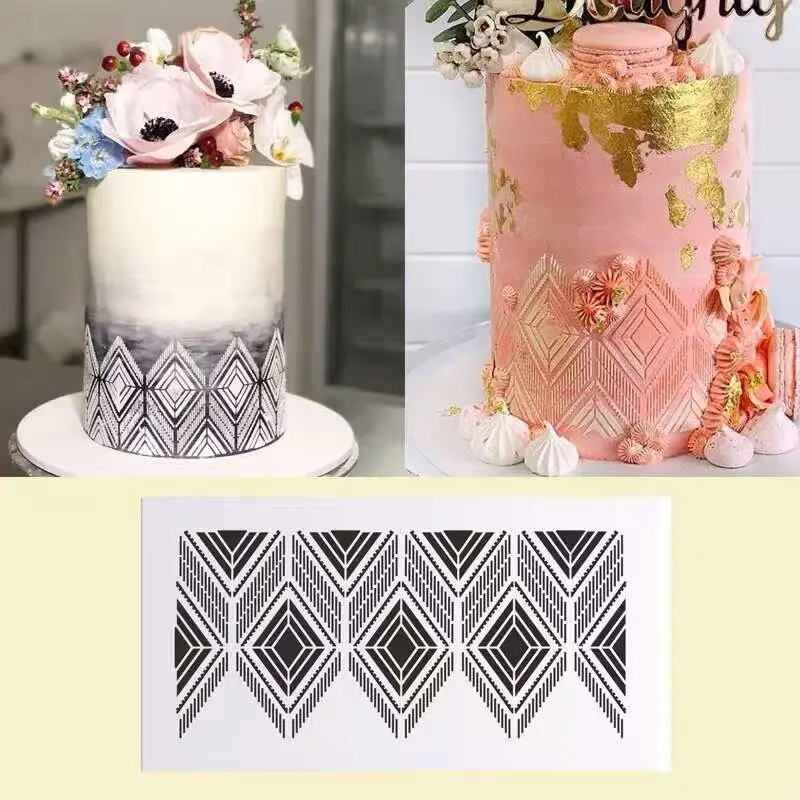 

Fondant Cake Mesh Boder Stencil Stamps Mold Embossing Cake Decorating Tool Plastic Spray Mold Cookies Chocolate Drawing Painting