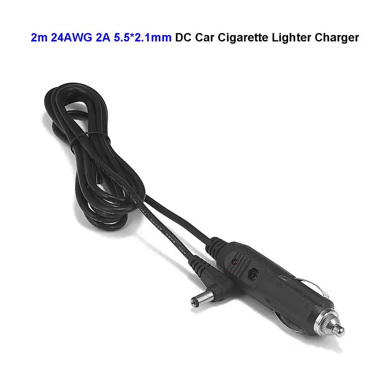 

DC 12-24V Car Charger Cigarette Lighter Power Adapter Angle Plug 2m Cable For Battery Charger LED Strip Light Car Air Purifier