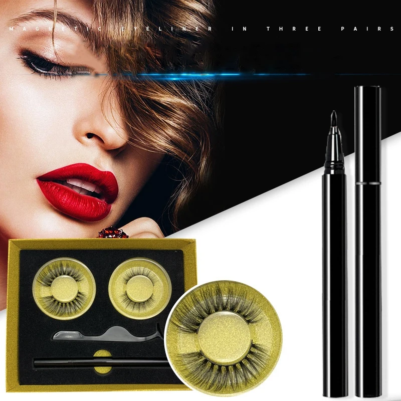 

Magnetic Eyelashes and Magnetic Eyeliner Kit, 2 Pairs of Different Styles Reusable Magnetic Eyelashes