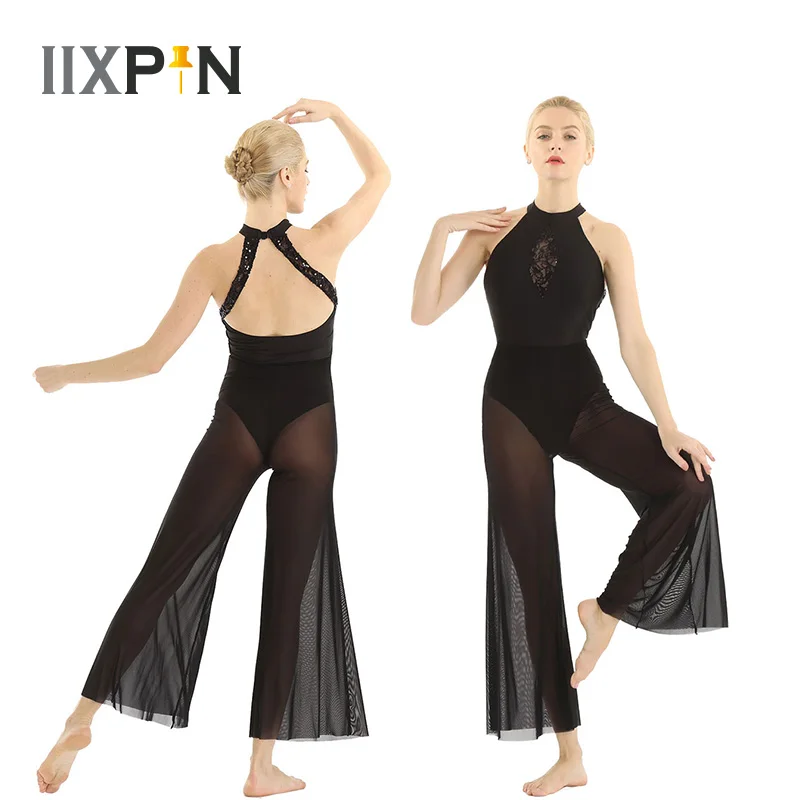 Женские Балетные костюмы для лирических танцев с лямкой на шее без рукавов
