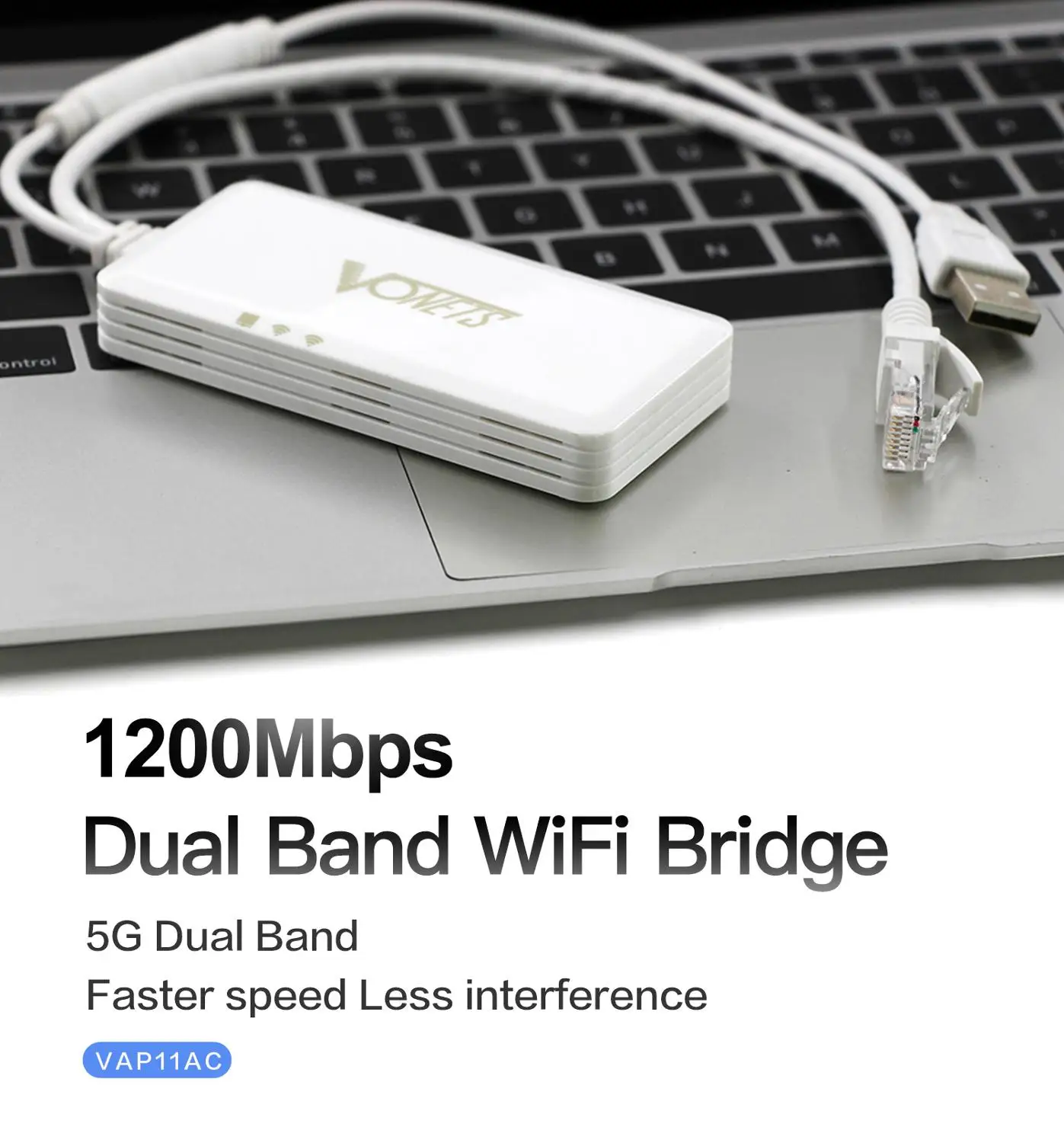 Wi-fi para Ethernet 2.4ghz + 5ghz 1200mbps sem Fio Vonets Banda Dupla Ponte Wifi Repetidor Hotspot Extensor Amplificador Adaptador Ap11ac