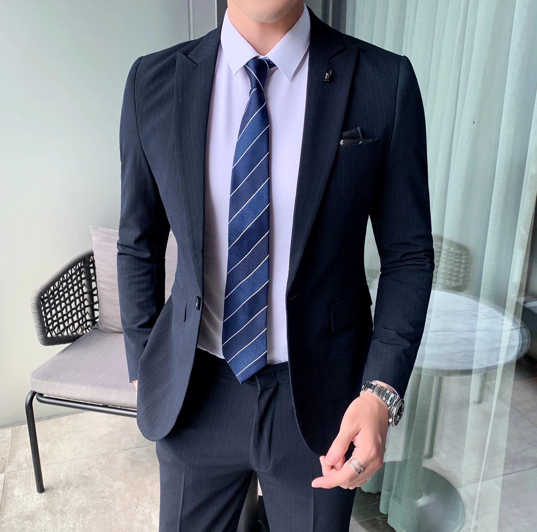 (Куртки + брюки) 2020 брендовая одежда мужской весенний высококачественный деловой