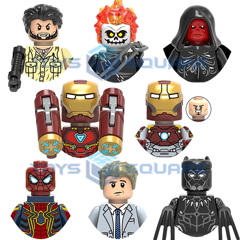 

The Ulysses Klaw Ghost Rider Red Skull Everett Rose Black Iron Spider Panther Man Model Building Blocks MOC Bricks Set Gifts Toy