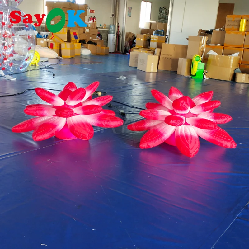 Надувной цветок лотоса надувной земли украшения освещение цветение с красочными