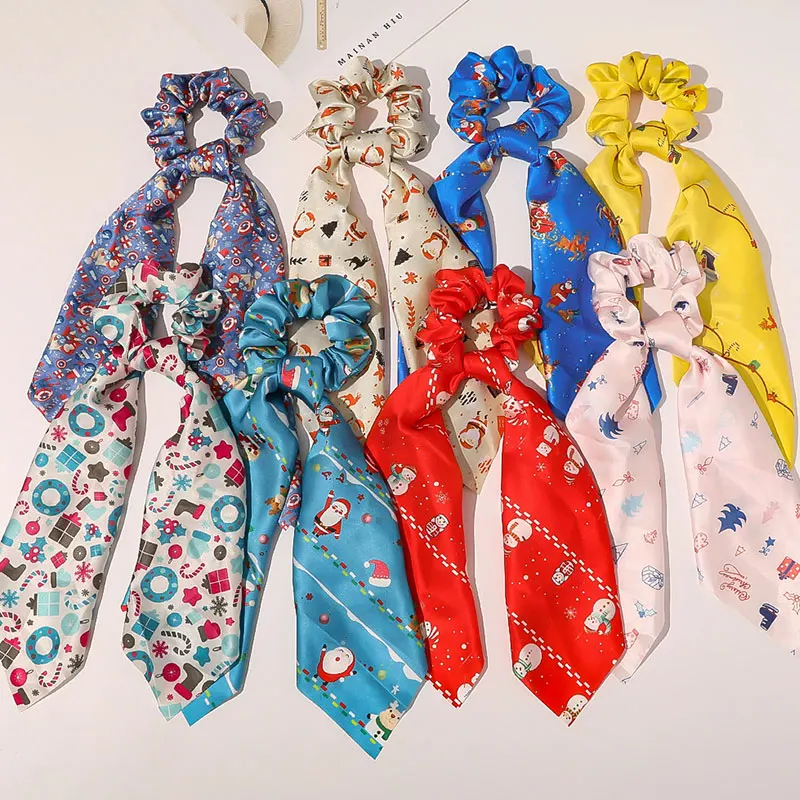 

New Floral Scrunchies Hair Scarf Bohemia Ribbon Hairbands Bow streamers Hair Rope Ties Ponytail Holder Women Hair Accessories
