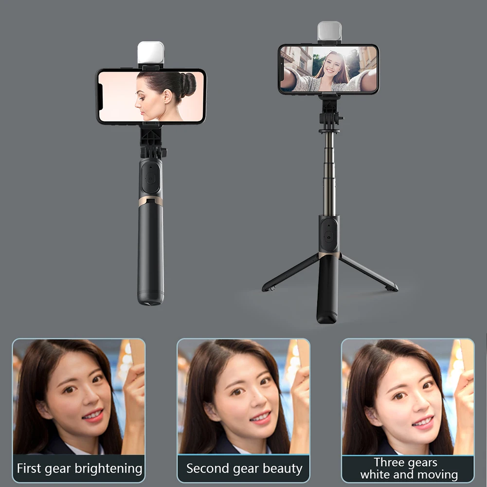 Q03S Складная Bluetooth мини селфи алюминиевая палка со светодиодной подсветкой для