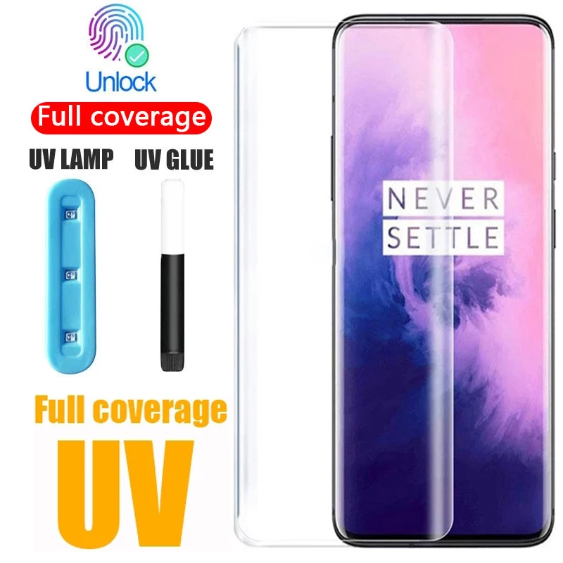 Закаленное стекло с жидким клеем для Oneplus 9 pro 7 Pro пленка экрана One Plus 8 7T изогнутое 1