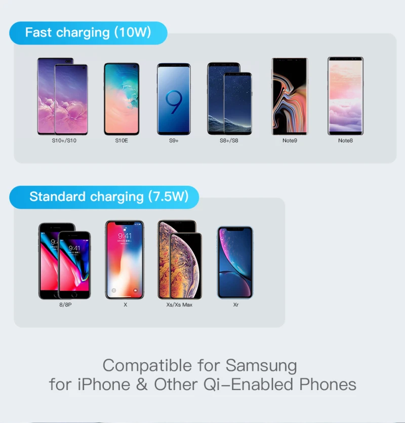 Беспроводное зарядное устройство KUULAA для Samsung S20 S10 S9 Note 10 iPhone 11 XS XR X 8 Airpods Pro Вт |