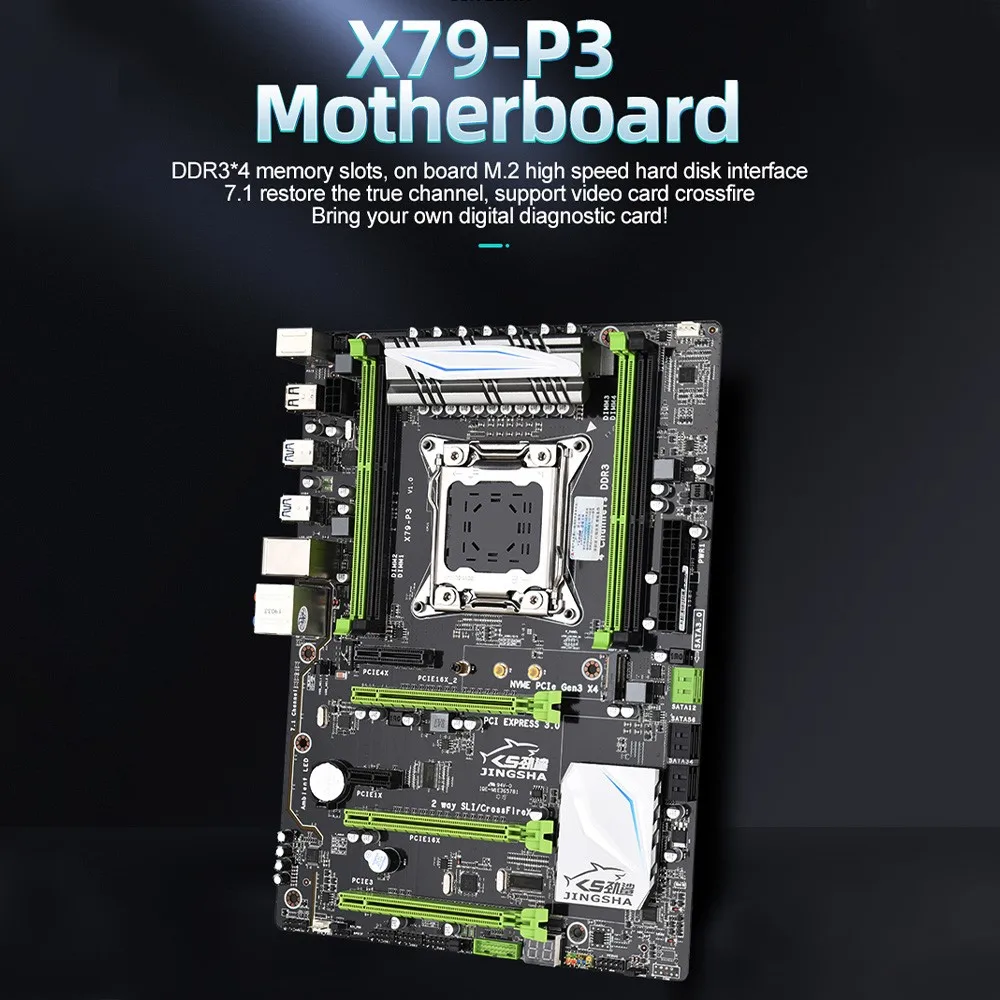 

JINGSHA X79-P3 Computer Motherboard ATX Four Channel DDR3 128G USB 3.0 SATA 3.0 Mainboard Support M.2 Nvme for LGA2011 V1/V2