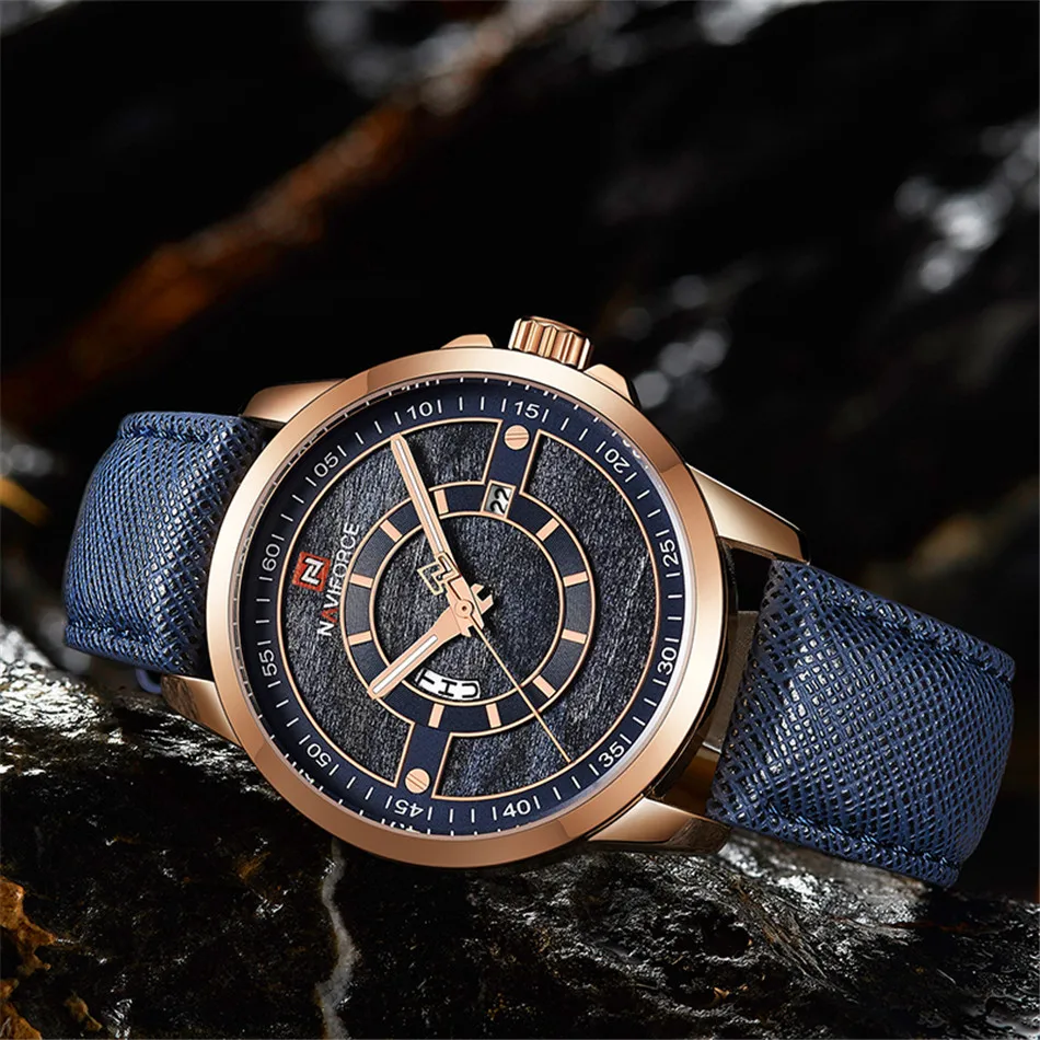 NAVIFORCE мужские спортивные часы модные деловые повседневные кожаные кварцевые |