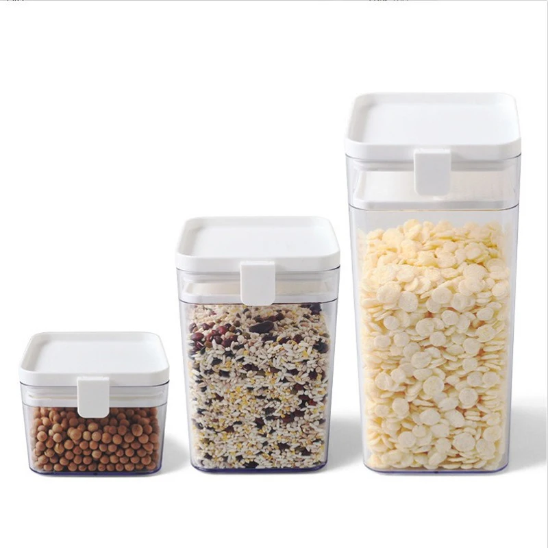 

Kitchen Grain Sealed Container Transparent Square Dry Fruit Storage Container Moistureproof Rice Bean Storage Box