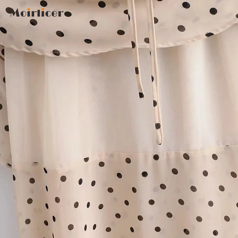 Женское длинное платье в горошек зимнее макси с длинным рукавом v образным