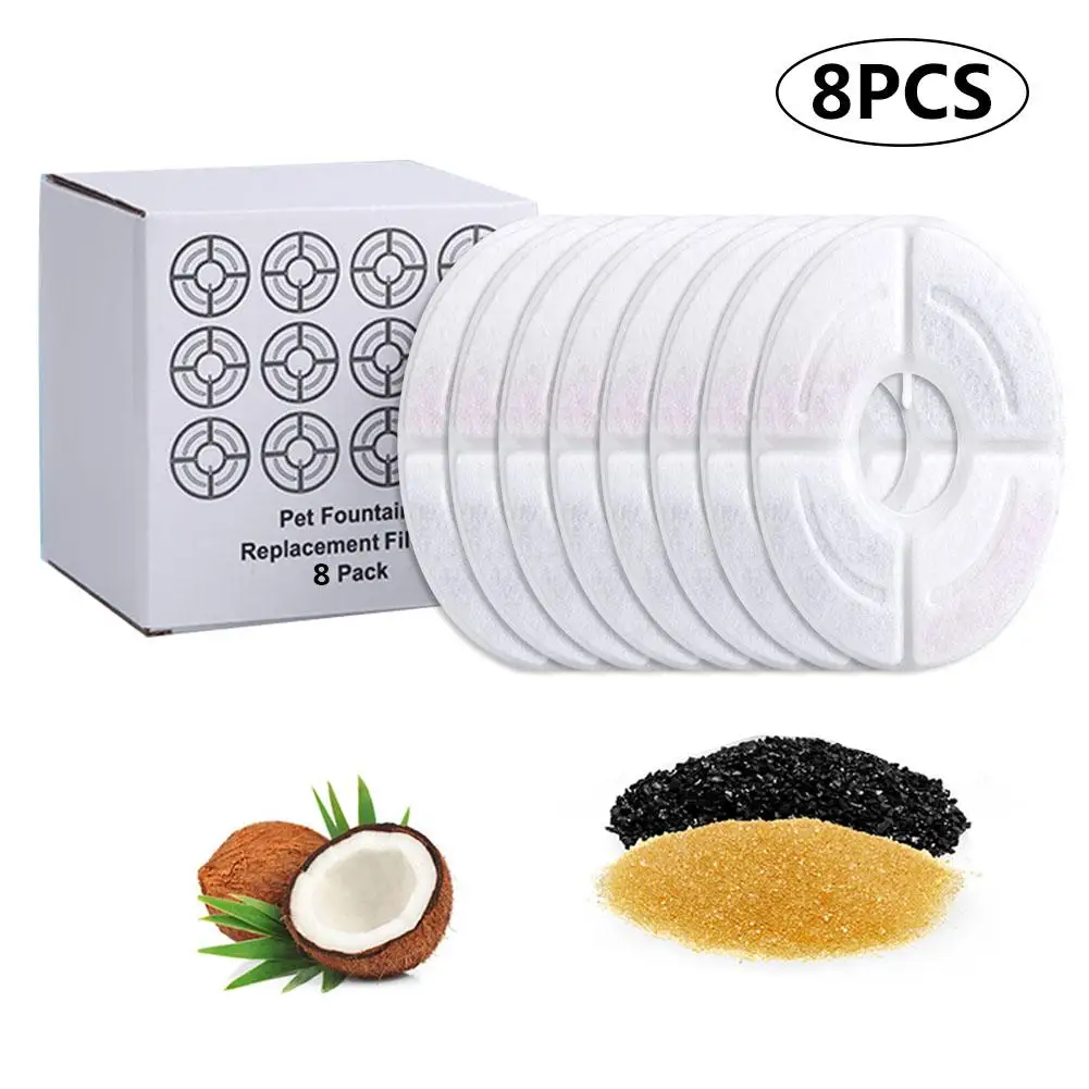 

8 шт фонтан для домашних животных, автоматический фильтр кошка диспенсер для воды фильтр с активированным углем питьевой фонтан воды фильтр...