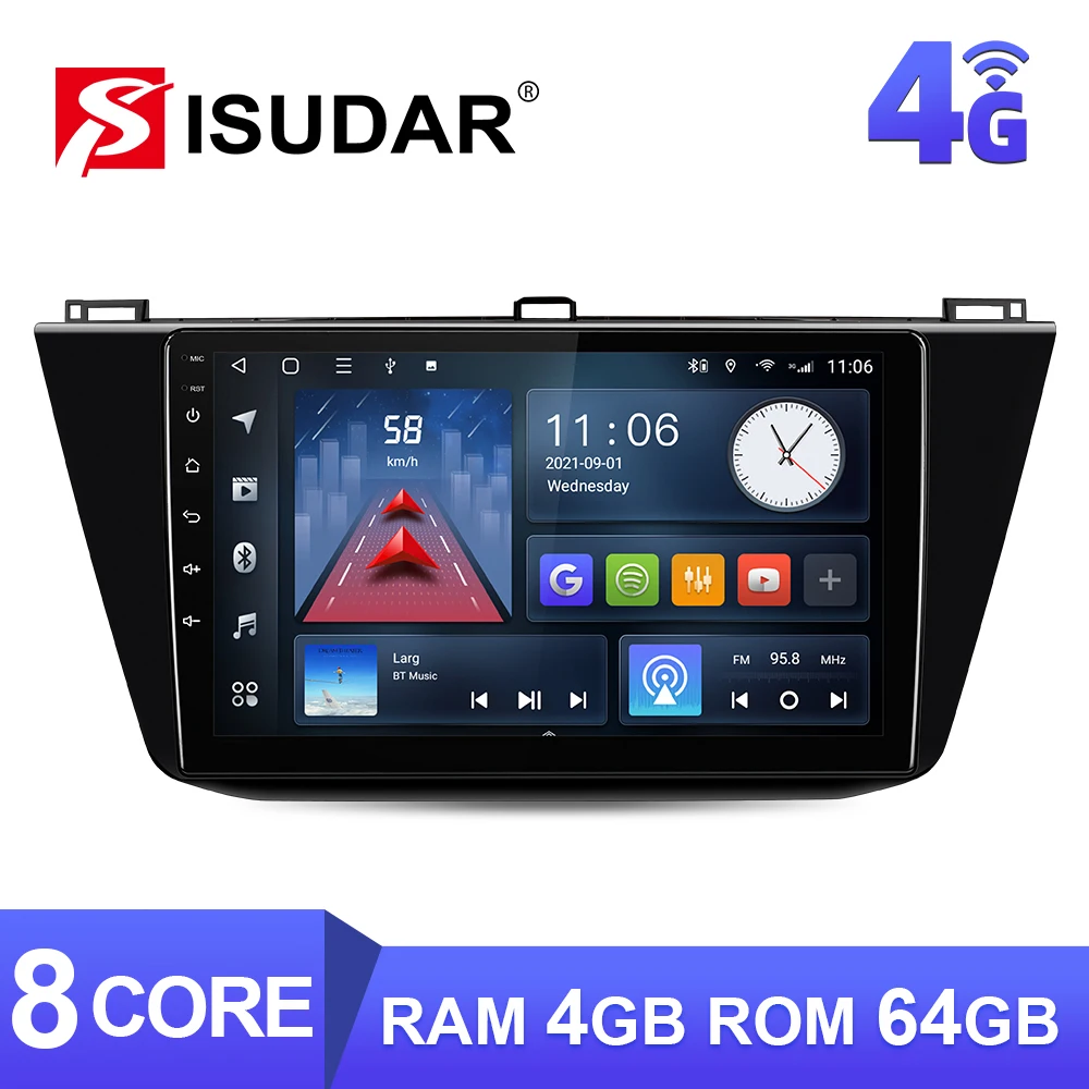ISUDAR T68 Android 10 Car Radio For VW/Volkswagen/Tiguan 2017-2019 Car Multimedia GPS CANBUS 8 CORE DSP WIFI QLED Screen No 2din