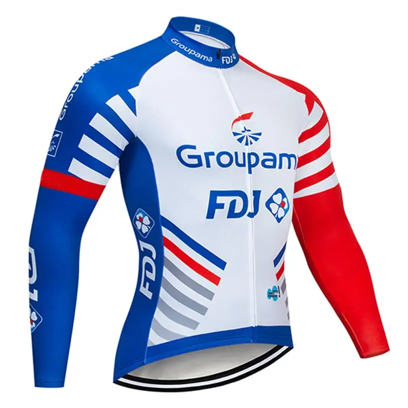 Красный Зима команда Groupama FDJ с длинным рукавом Велоспорт Джерси 20D Pad велосипед брюки костюм Ropa Ciclismo Мужские Термо флис pro велосипедная Одежда Майо брюки одежда - Цвет: Красный