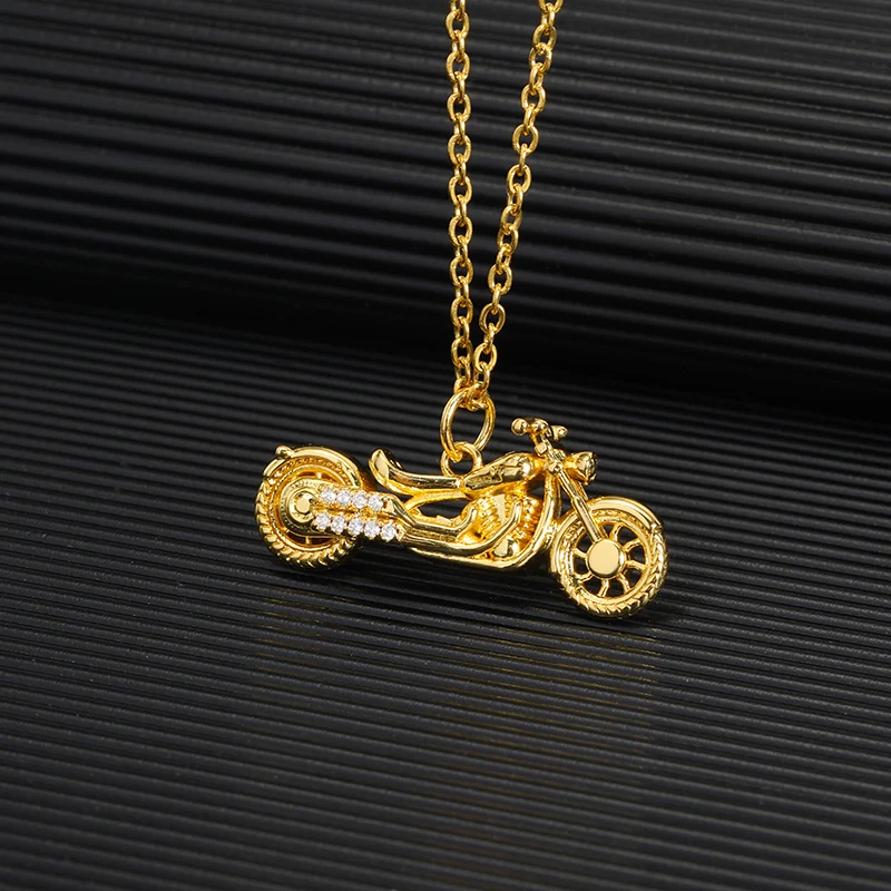 

Necklace for Men Stainless Steel Cool Motorcycle Pendant Fashion Punk Jewelry Gold Color Men's Hip Hop Pendants Necklace Chain