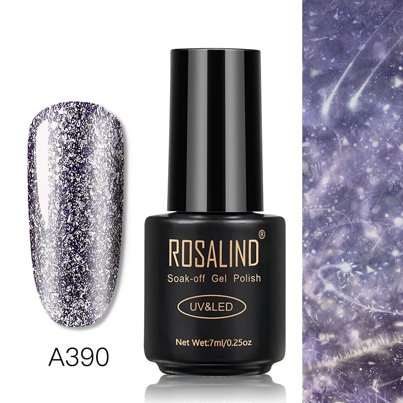 RAA390 ROSALIND Гель-лак с блестками Гель-лак для ногтей гибридные Лаки гель блестящая живопись ногти искусство поли УФ Топ базовый праймер для маникюра - Цвет: RAA390
