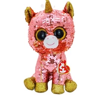 new ty beanie sequins reversible big eyes 6 15 cm diamond stuffed soft pink unicorn toy animal doll cute birthady gift for kids