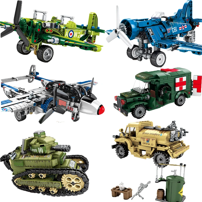Военный танк T34 Panzer Tiger совместимый с WW2 бронированный автомобиль самолет армия Ju