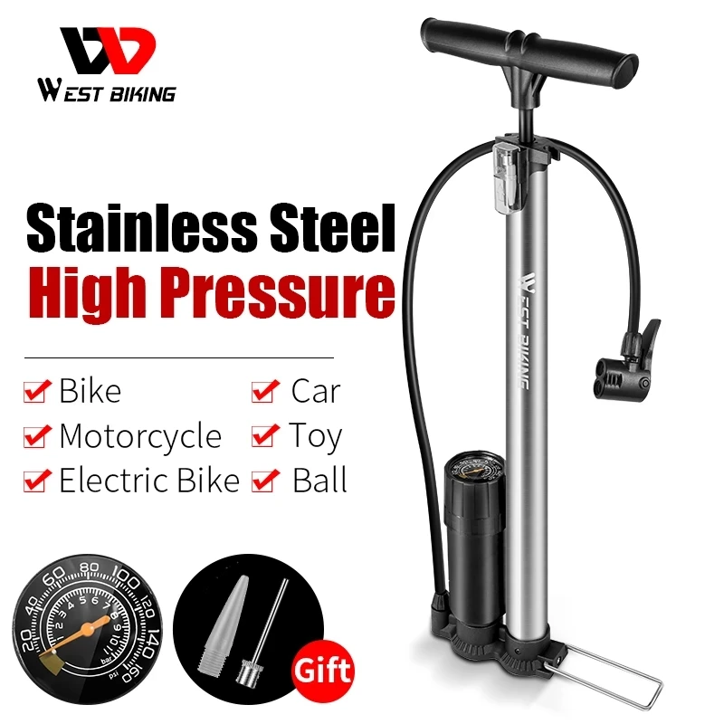 WEST BIKING велосипед шаровой насос велосипедные пол Pumpwith измерительный датчик для