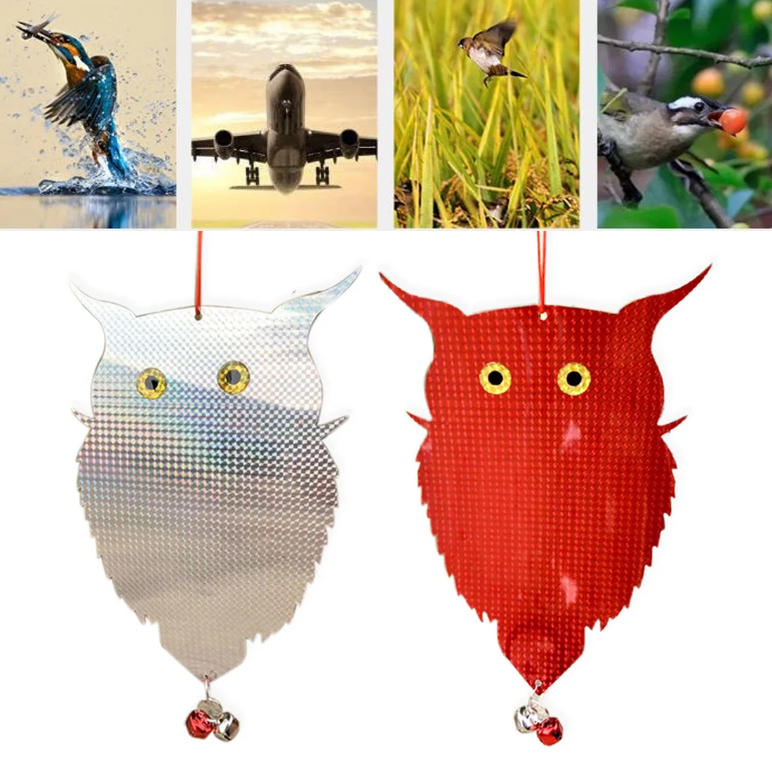 Fake Owl Supplies Garden Laser Hanging Reflective Owl Scarecrow Scarecrow Pigeons Bird Repellent Woodpecker