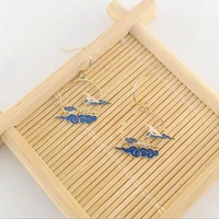 1 pair new chinese style cranes cloud hollow creative left and right asymmetric earrings