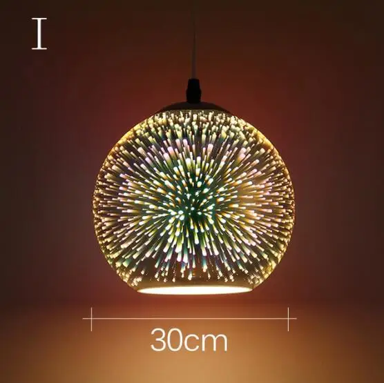 I-30CM Современный 3D красочный скандинавский звездное небо подвесной стеклянный абажур подвесной светильник E27 Светодиодный светильник для кухни ресторана гостиной - Цвет корпуса: I-30CM