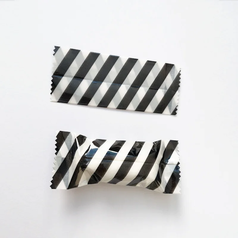 100Pcs 4x9.5cm Thick Baking Black and White Striped Nougat Wrapping Chocolate Candy Machine Sealing Bags | Дом и сад