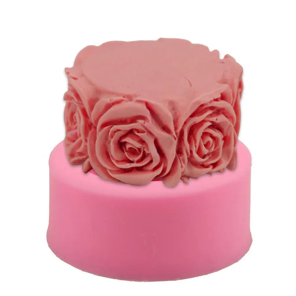 Круглая силиконовая форма в виде цветка розы мыло свечи силиконовые формы