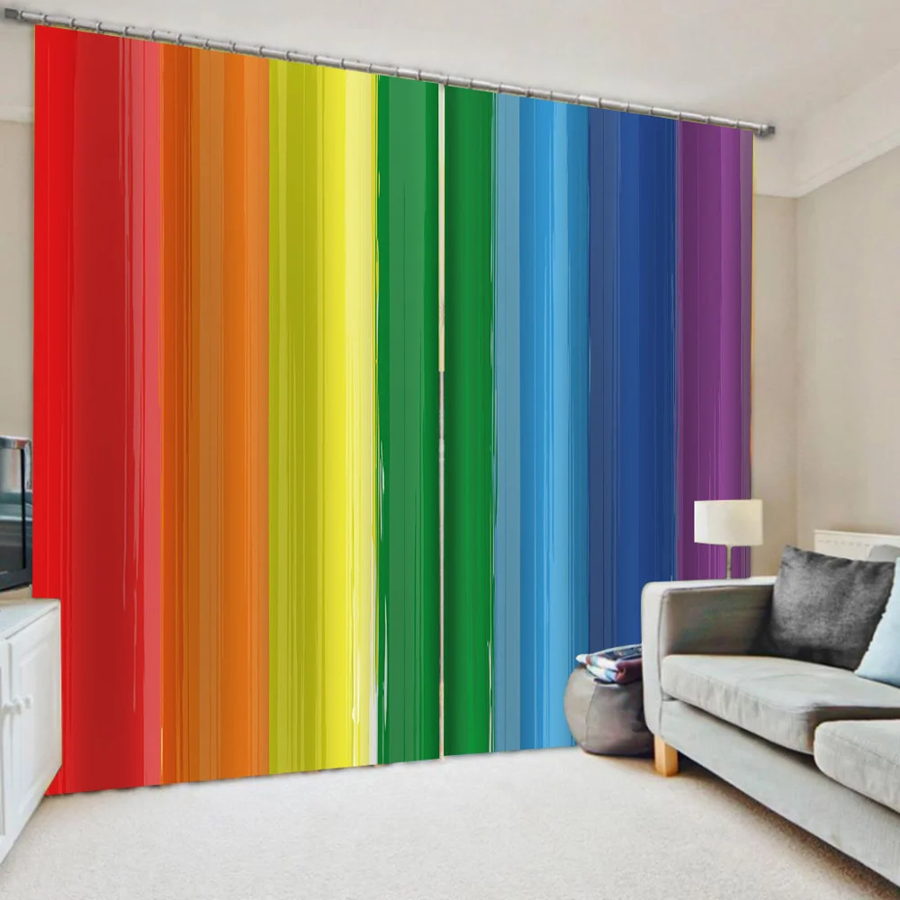 

Customized size Luxury Blackout 3D Window Curtains For Living Room color stripe curtains