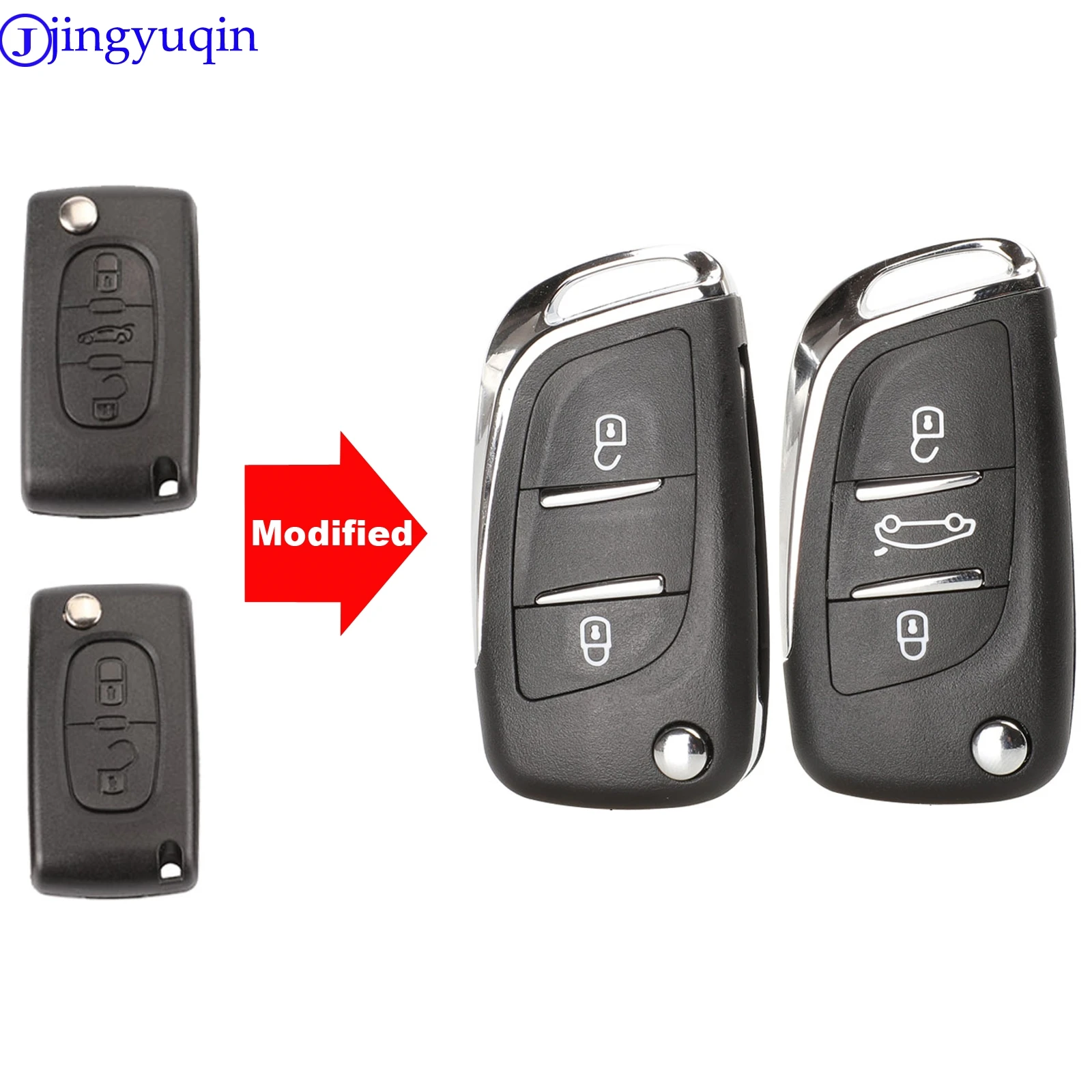 Jingyuqin CE0523 модифицированный раскладной чехол для ключей Peugeot 306 407 807 Partner Remote VA2/HU83