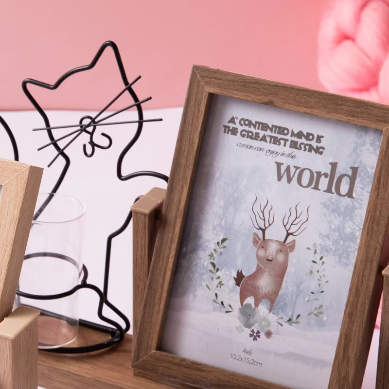 

1PC Creative Wrought Iron Cat Photo Frame Holder Hydroponic Rotating Frame Bracket DIY Home Room Ornaments