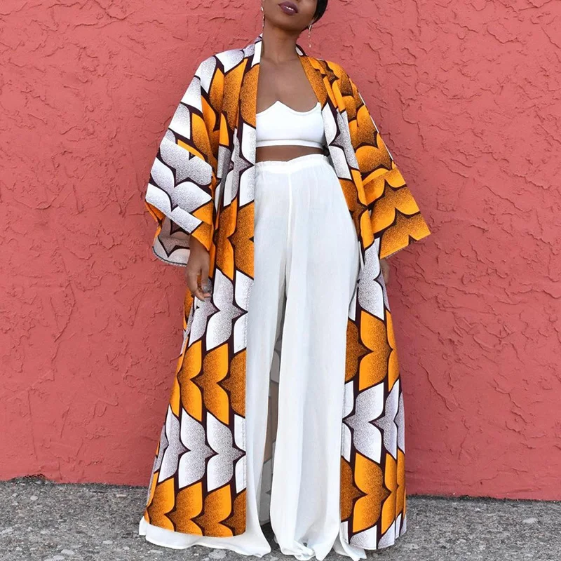 

Женская винтажная куртка-кимоно с длинным рукавом, свободного покроя