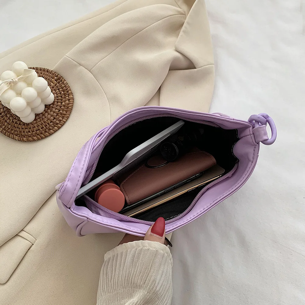 

Retro Female Small Handbags Short Strap Shoulder Bags Phone Purse Baguette Bag High Quality PU Leather