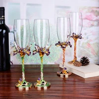 european style crystal glass champagne glass enamel color rose goblet wine glass gift cup nice wedding gift home drinkware