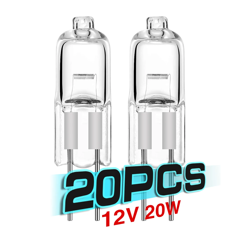 

20PCS Top Quality Halogen G4 Bulb 12V JC Type G4 Clear Tungsten Halogen Lamps 20W Clear Each Bulb 2800K Warm White