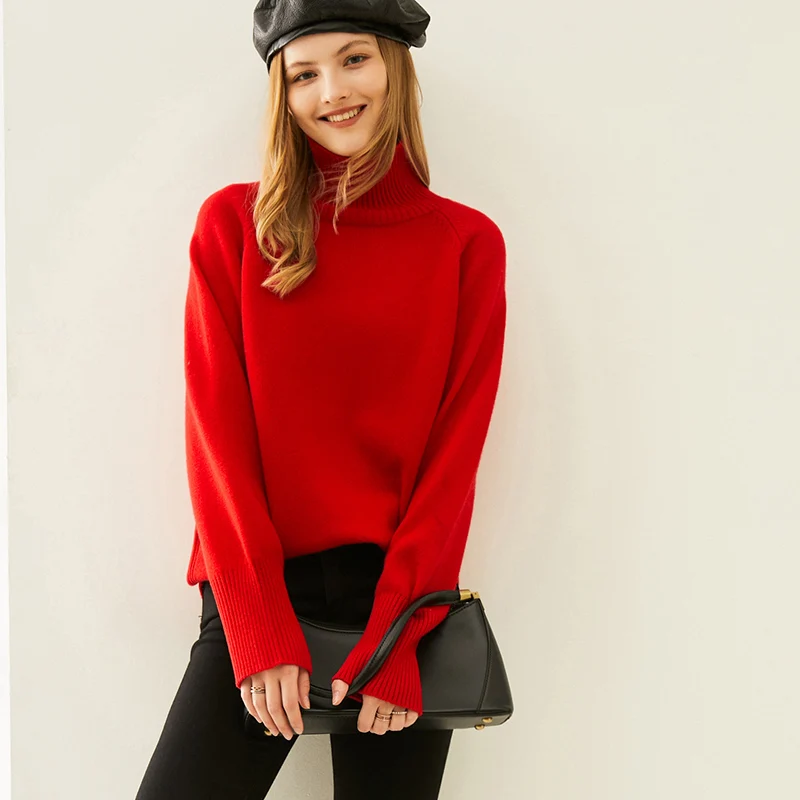 adishree 2020 woman winter 100% Cashmere sweaters autumn knitted Pullovers High Quality Warm Female thickening Turtleneck