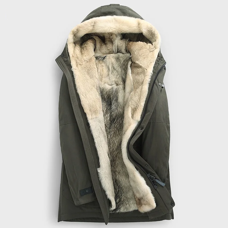 MOOWNUC men hooded jackets 2019 new arrival winter high quality warm wolf fur liner men's parkas plus-size M-5XL | Мужская одежда