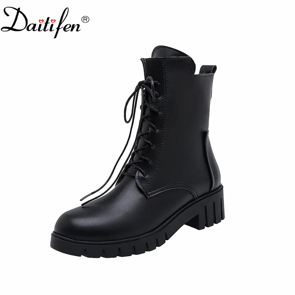 

Женские зимние ботинки Brangdy из искусственной кожи, натуральные теплые полусапожки Martin на толстой подошве, резиновые ботинки на шнуровке