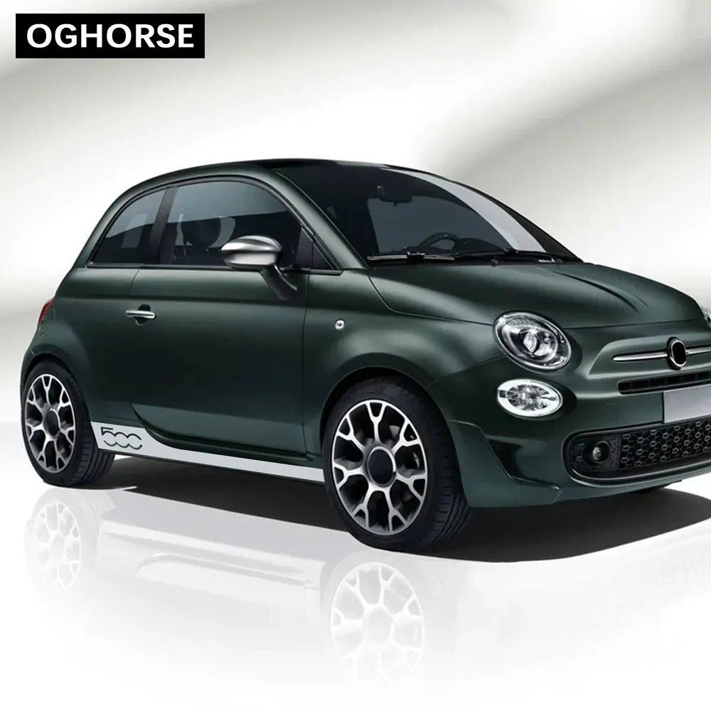2 предмета в комплекте, для стайлинга автомобилей, для гонок, Abarth, с боковыми полосками, для юбки, наклейка, для украшения тела, индивидуальная наклейка для Fiat 500, аксессуары