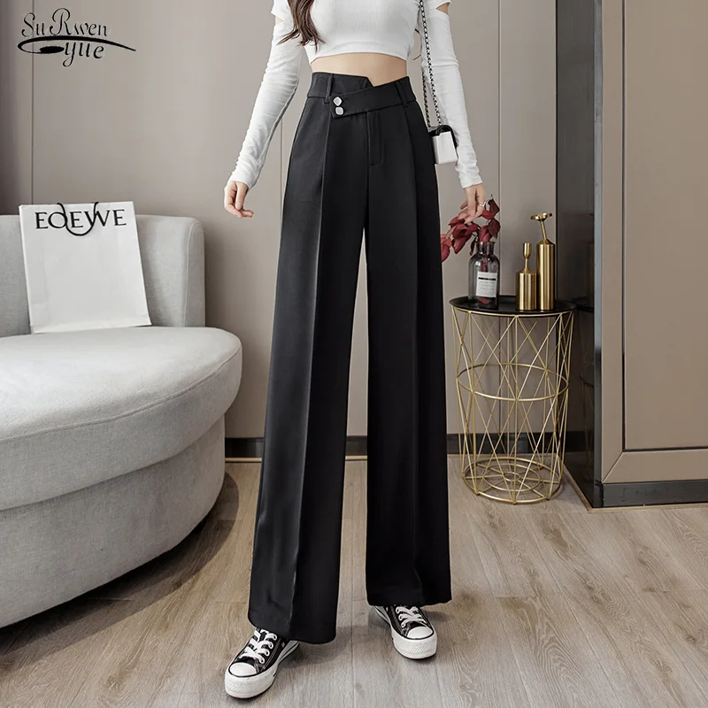 

Autumn New 2021 Fashion Wide Leg Pants Trousers for Women High Waist Pants Suit Long Pants Thin Straight Loose Pants Women 16861