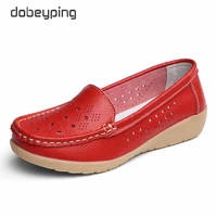 dobeyping new genuine leather women flats cut outs shoes woman hollow summer womens loafers moccasins female shoe size 35 41